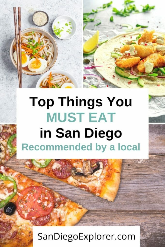 San Diego Food: Check this out to find out which foods you absolutely MUST try when visiting San Diego. From Thai to Mexican, pick your favorite must-try. #sandiegotrip #sandiegotravel #sandiegoitinerary #traveltips #travel #californiatrip #californiatravel #socallifestyle #socaltravel #sandiego #sandiegocalifornia #california #socal #southerncalifornia #foodinsandiego #tacotuesday #sandiegoexplorer