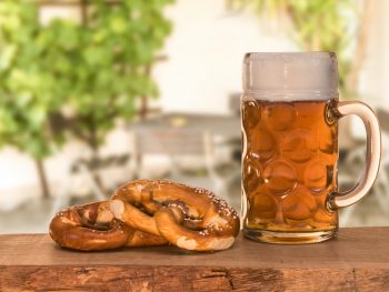 Beer and pretzel in the beer garden