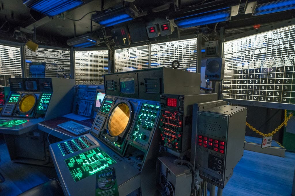 Command Center on the Midway - with radar screens and instruments