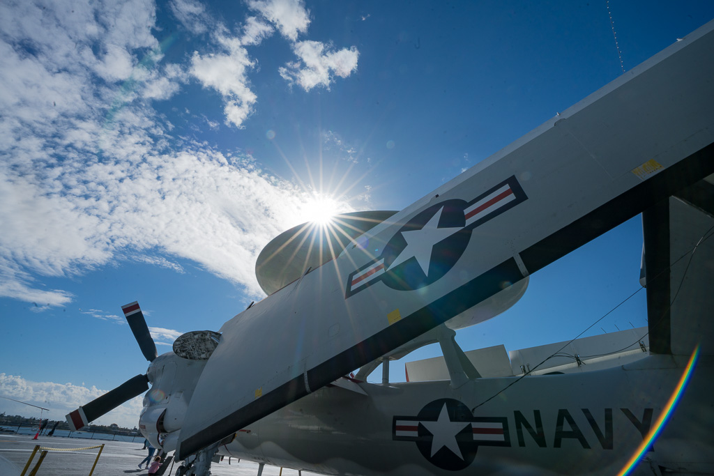 old propeller airplane on the flight deck of the USS Midway San Diego