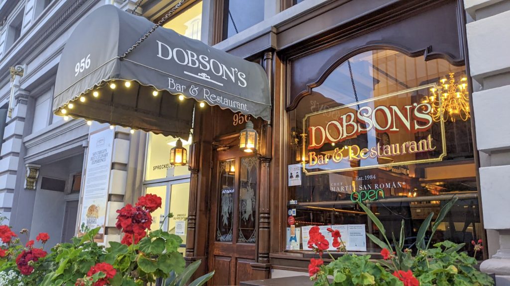 Entrance of Dobson's restaurant San Diego