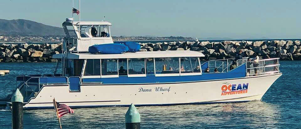 Ocean Adventure boat leaving Dana Point Harbor for Whale Watching Tour
