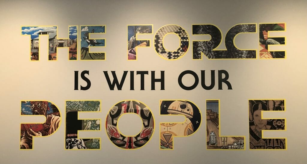 Wall Decal at Silver and Turquoise jewelry at the Museum of northern arizona for the Star Wars Exhibit: The Force is With our people