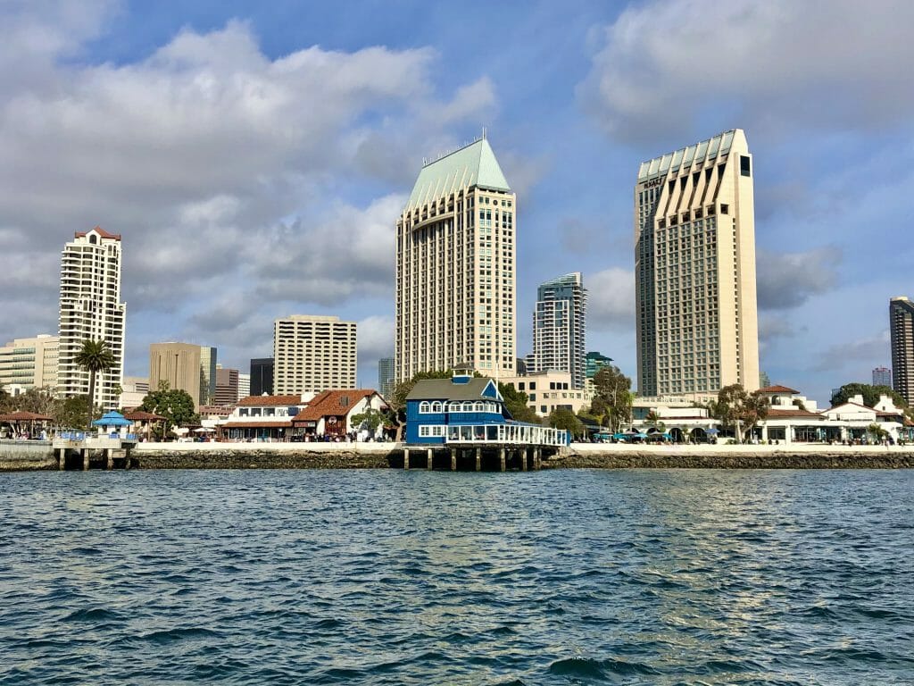 View of Seaport Village and Downtown San Diego from Bay Cruise