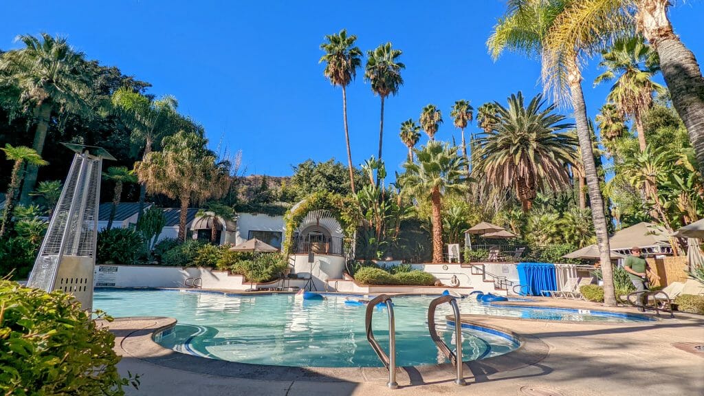 Pools with lush gardens and palm trees Glen Ivy Hot Springs