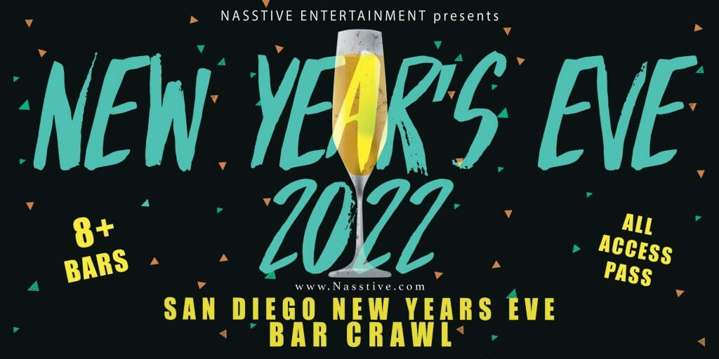 Flyer for San Diego New Years Eve Bar Crawl
