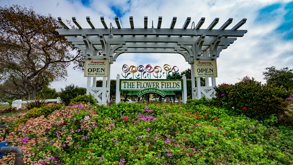 Entrance sign to the Carlsbad Flower Fields
