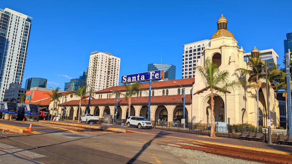 Hispanic looking train station in San Diego - Santa Fe Depot