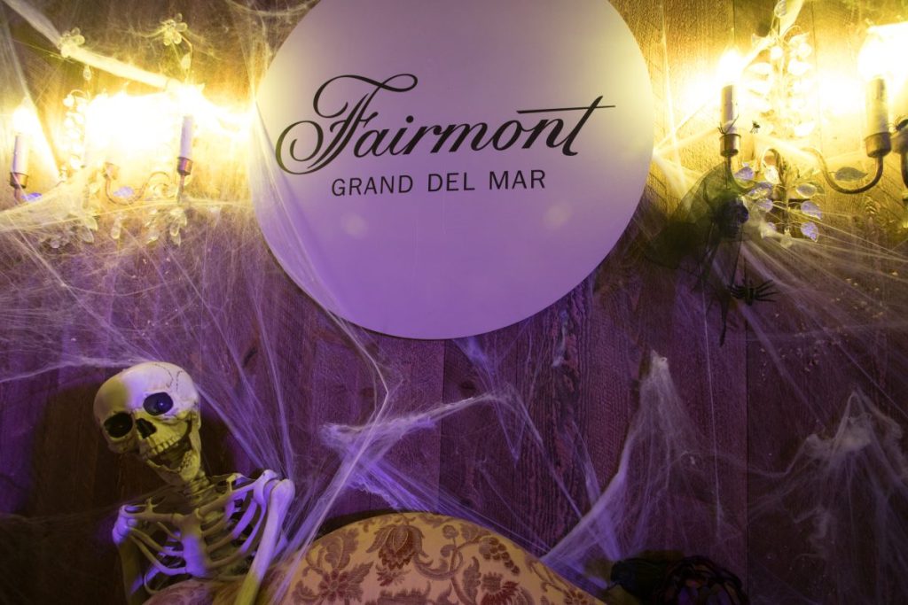 Halloween decoration with skeleton and spider webbs at the Fairmont Grand Del Mar - Things to do on Halloween in San Diego