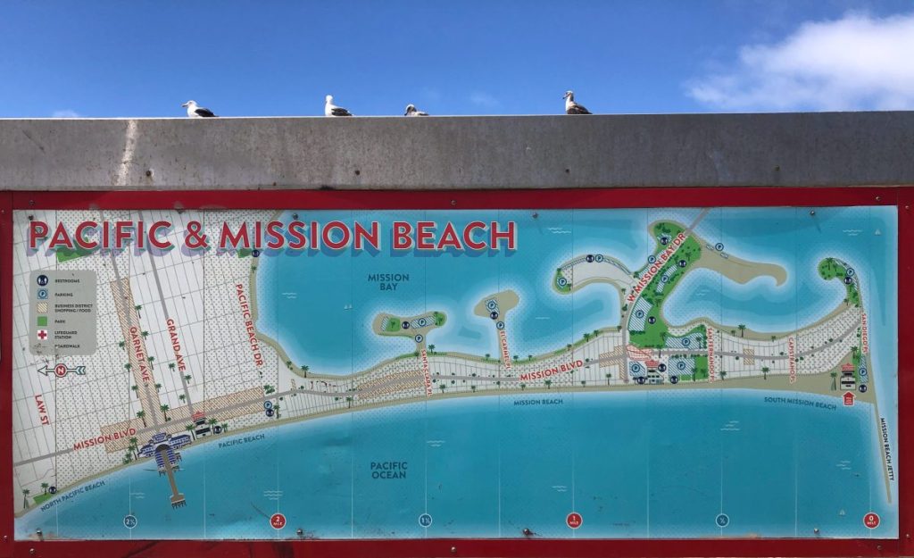 Map Pacific Beach and Mission Beach