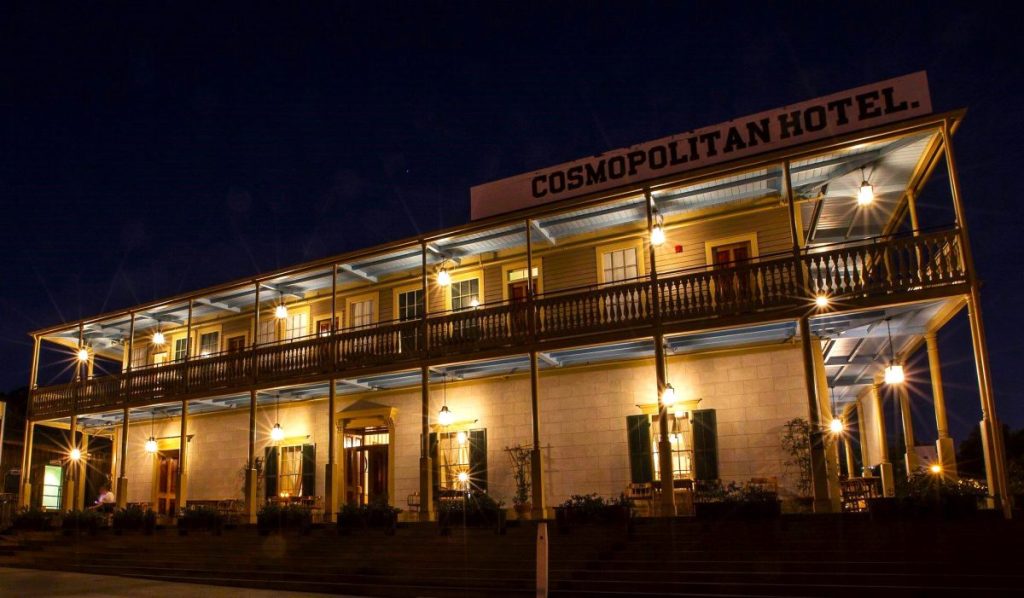 Night time photo of the historic Cosmopolitan Hotel in Old Town San Diego Haunted Hotels