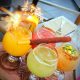 4 flavors of mimosas with tamarind straw and firey sparkler at King and Queen cantina