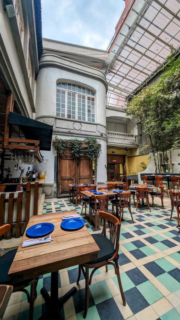 Atrium at restaurant in Colonia roma - food tour in Mexico City